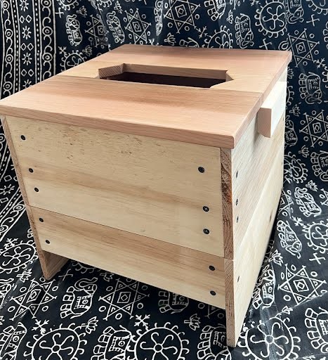 Pelvic Steam Sauna Box, a wooden seat with an opening in the top